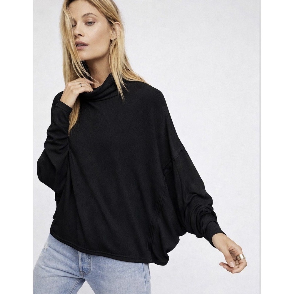 Free People We The Free Alameda Turtleneck Pullover Black XS NWOT